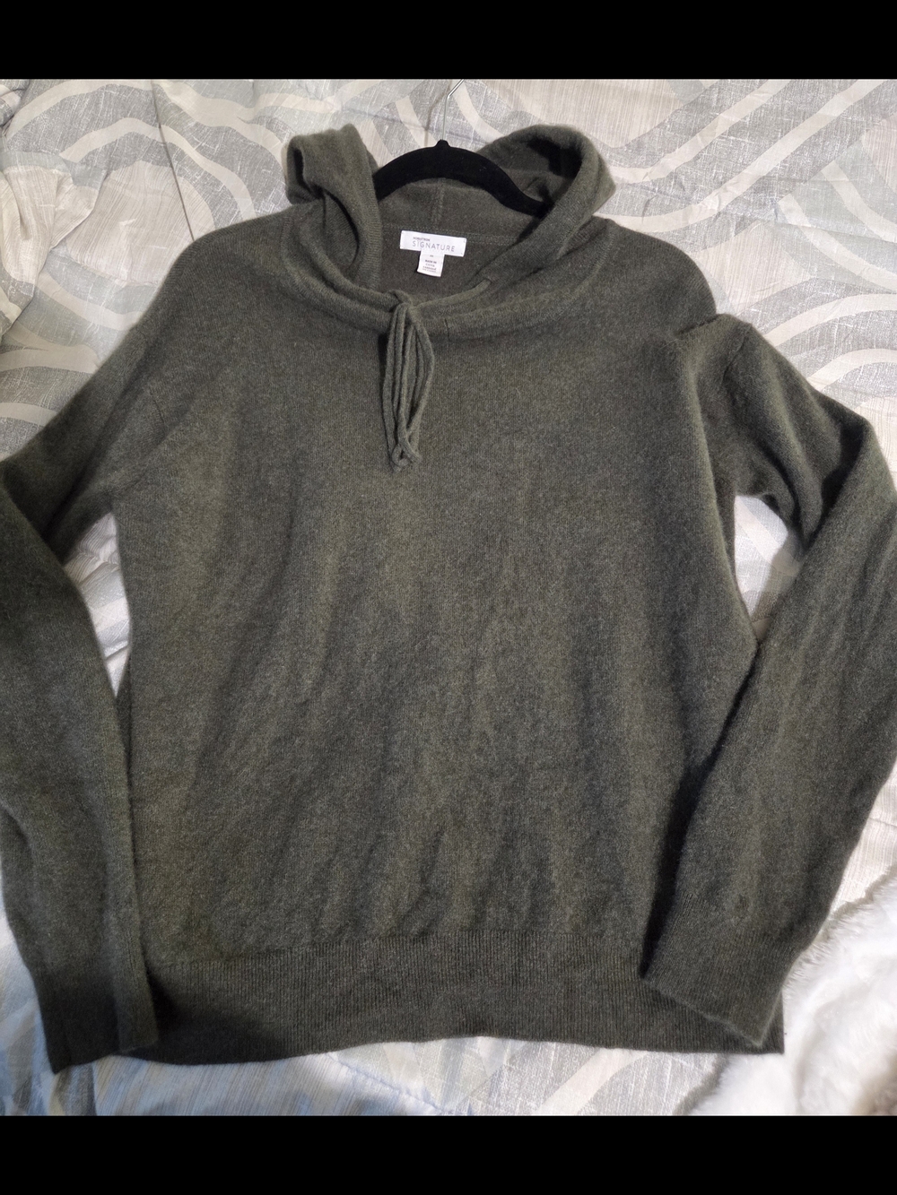 Nordstrom Olive Green Hooded Crewneck Sweater